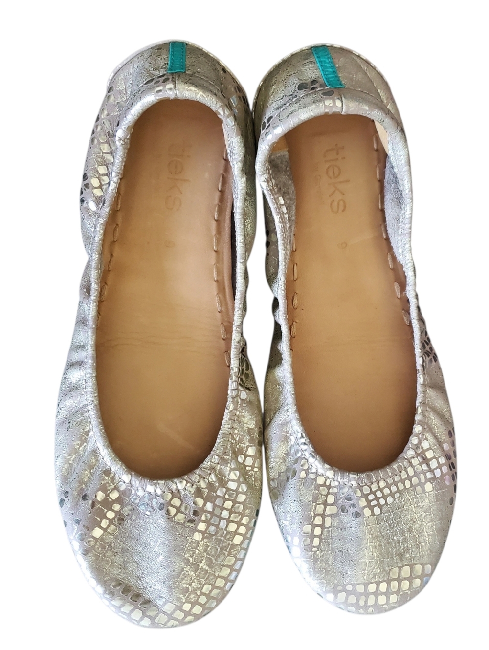 Tieks Limited Silver Romantic Blush Snakeskin-Pattern Ballet Flats (US 9)